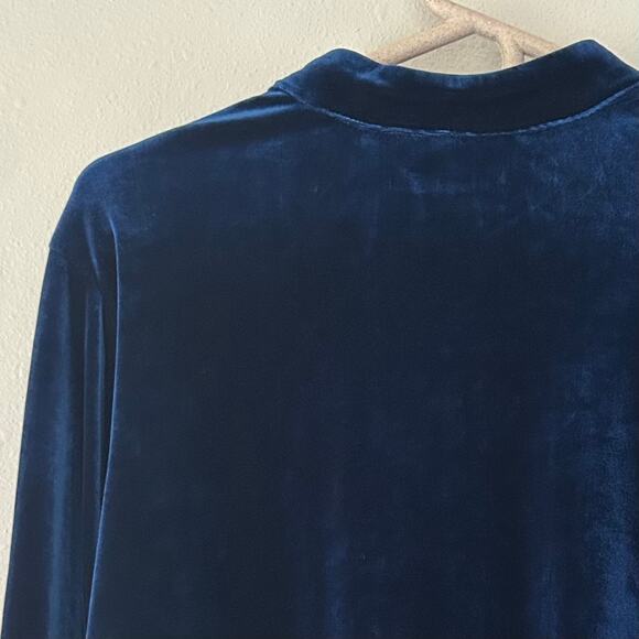 Vintage Bridgetown velvet button up shirt mandarin collar     Classic holiday M - Picture 10 of 12